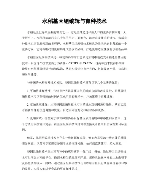 水稻基因组编辑与育种技术