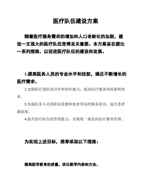 医疗队伍建设方案