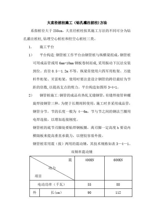 大直径桩柱施工(钻孔灌注桩柱)方法