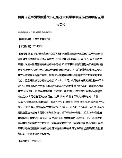 便携式超声引导骶髂关节注射在官兵军事训练伤救治中的应用与思考