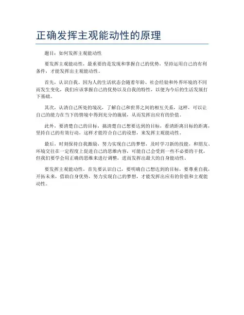 正确发挥主观能动性的原理