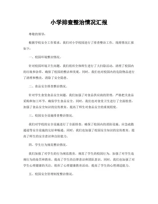 小学排查整治情况汇报