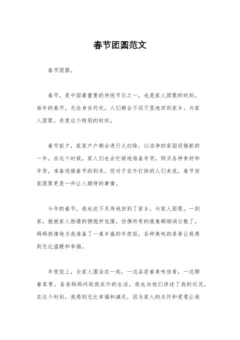 春节团圆范文