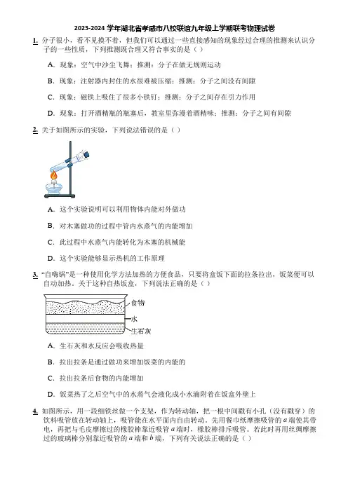 2023-2024学年湖北省孝感市八校联谊九年级上学期联考物理试卷