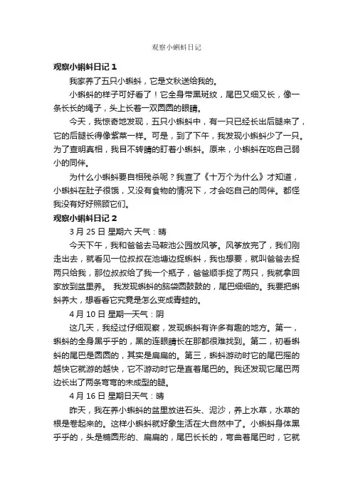 观察小蝌蚪日记