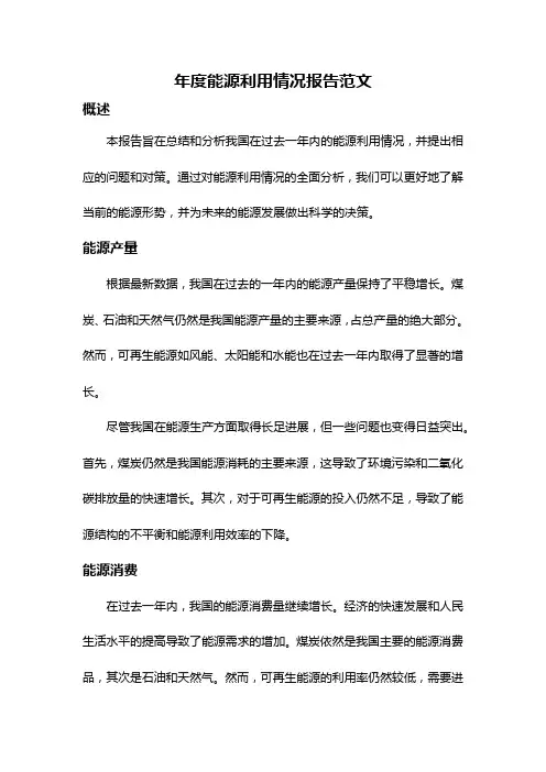 年度能源利用情况报告范文