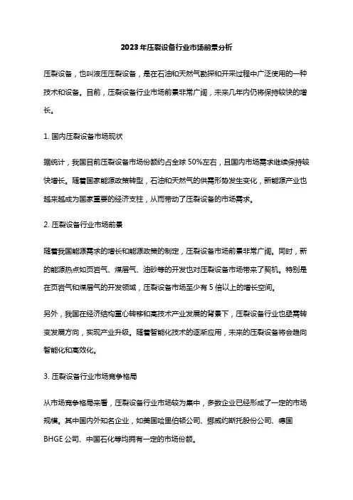 2023年压裂设备行业市场前景分析