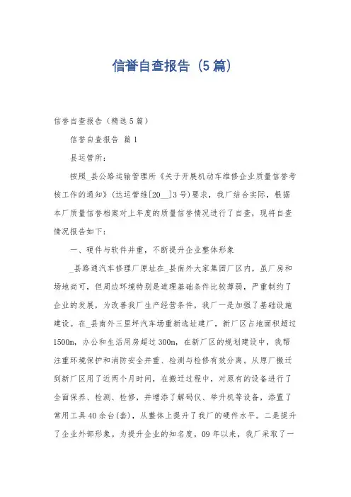 信誉自查报告(5篇)