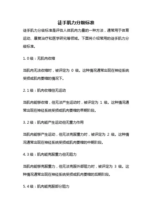 徒手肌力分级标准