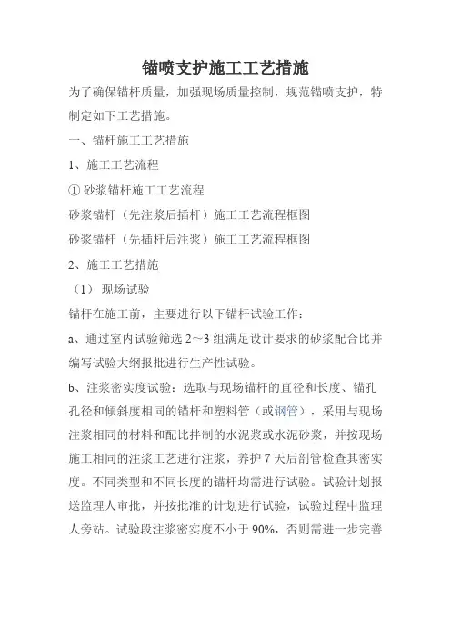 巷道锚喷支护施工工艺措施