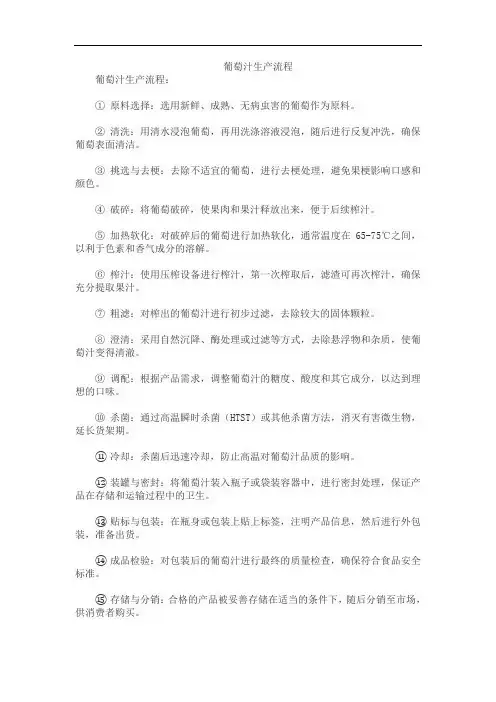 葡萄汁生产流程