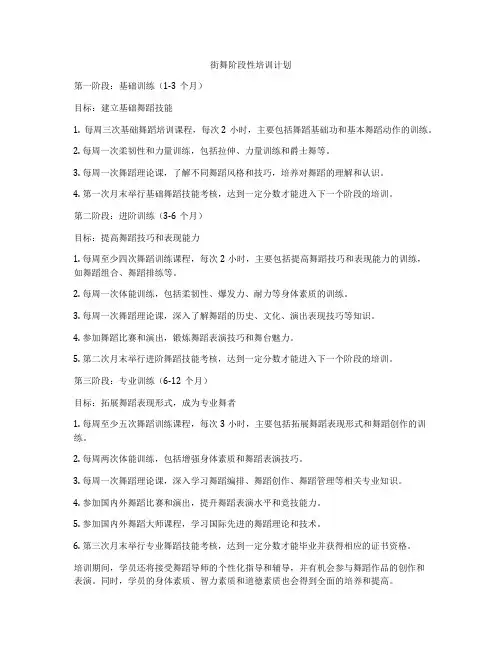 街舞阶段性培训计划