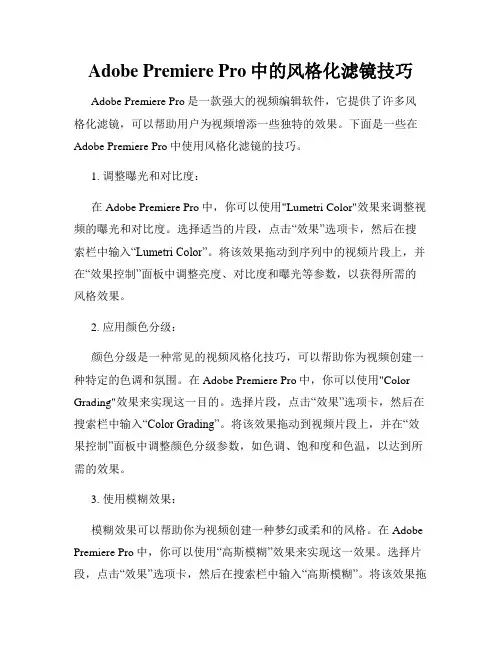 Adobe Premiere Pro中的风格化滤镜技巧