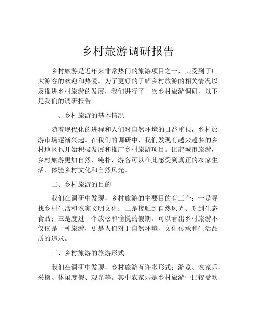 乡村旅游调研报告