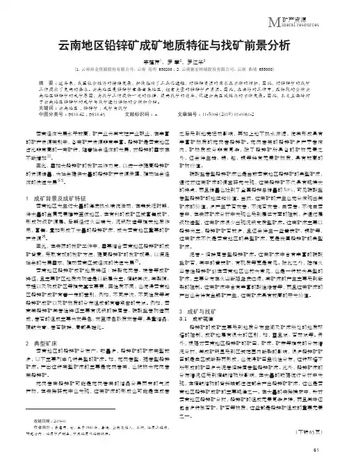 云南地区铅锌矿成矿地质特征与找矿前景分析