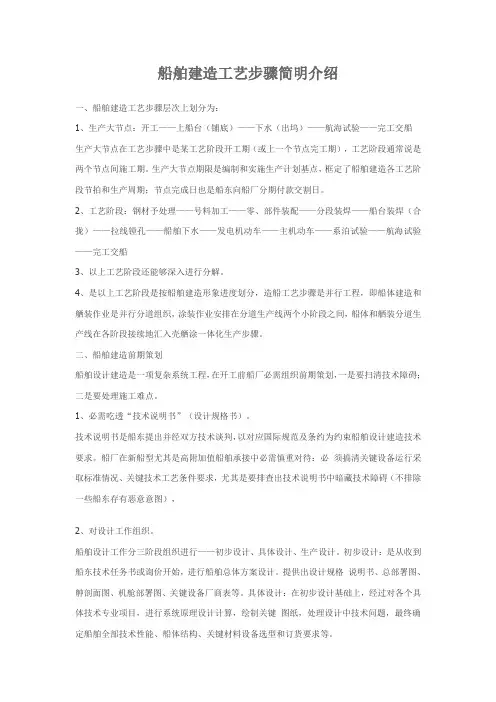 船舶建造基本工艺作业流程简要介绍