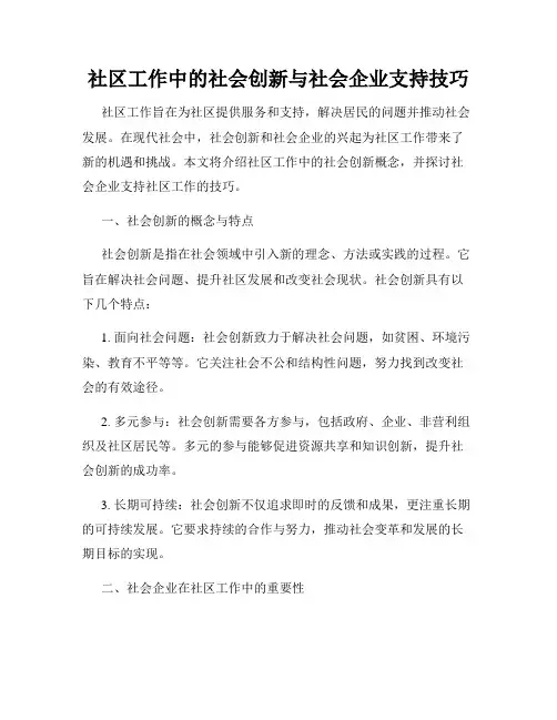 社区工作中的社会创新与社会企业支持技巧