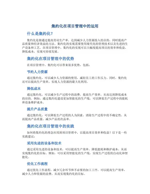 集约化在项目管理中的运用