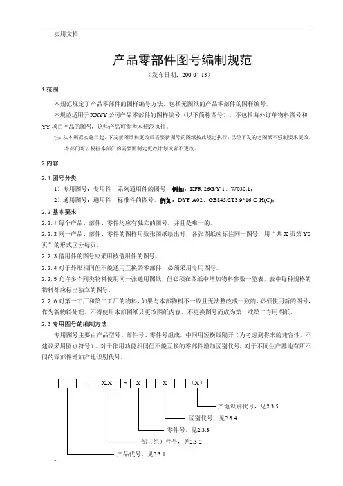 产品零部件图号编制规范