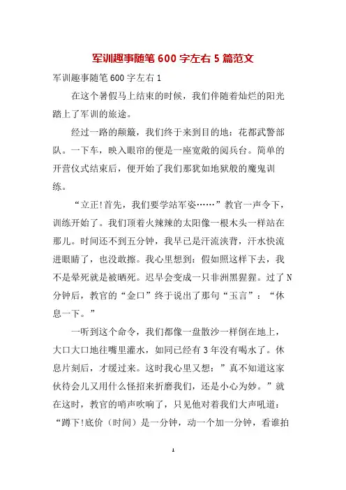 军训趣事随笔600字左右5篇范文
