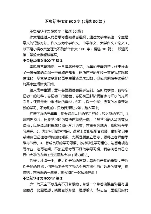 不负韶华作文500字（精选30篇）