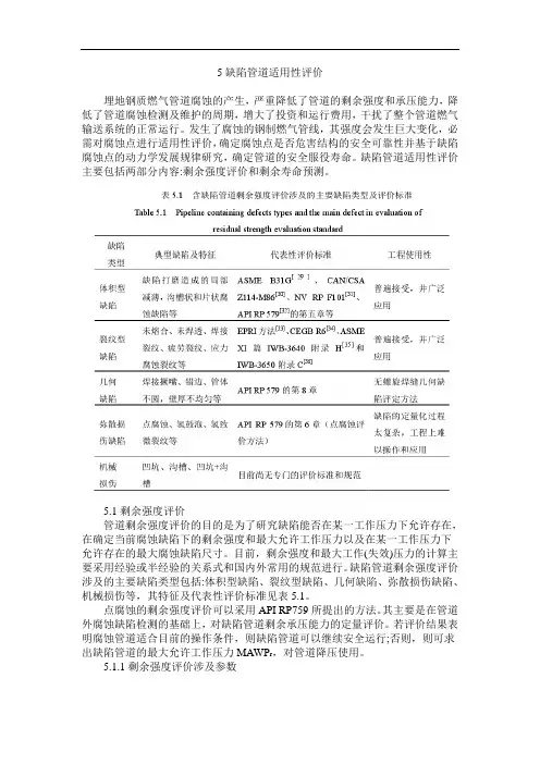 缺陷管道适用性评价