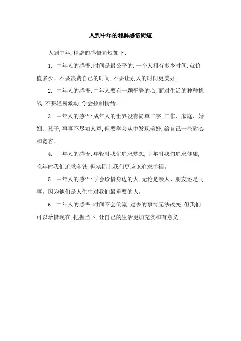 人到中年的精辟感悟简短