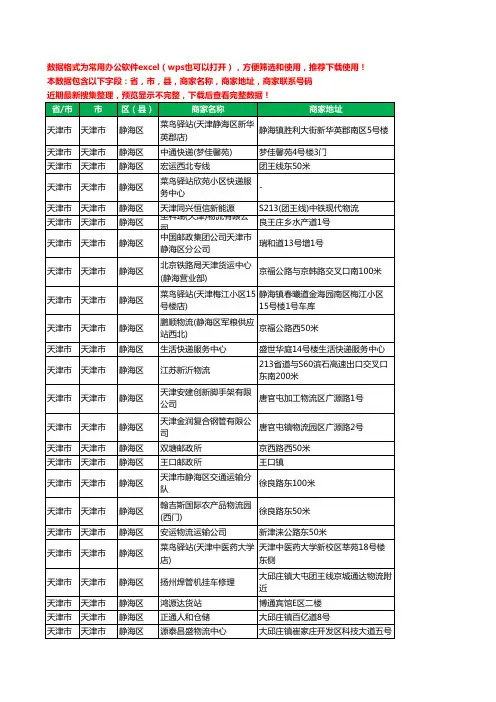 2020新版天津市天津市静海区运输工商企业公司商家名录名单黄页联系电话号码地址大全467家