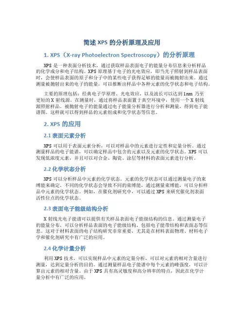 简述XPS的分析原理及应用