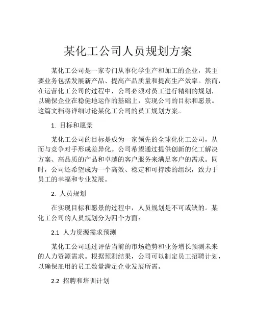 某化工公司人员规划方案