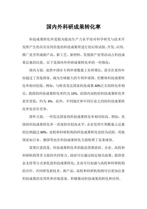 国内外科研成果转化率