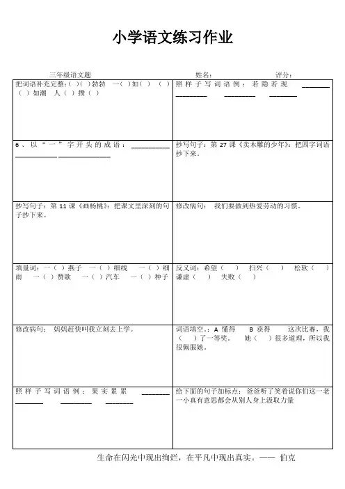 三年级小学语文练习作业 (41)