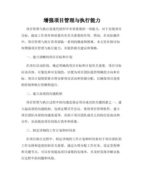 增强项目管理与执行能力