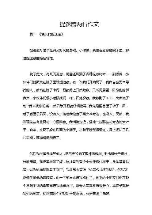捉迷藏两行作文