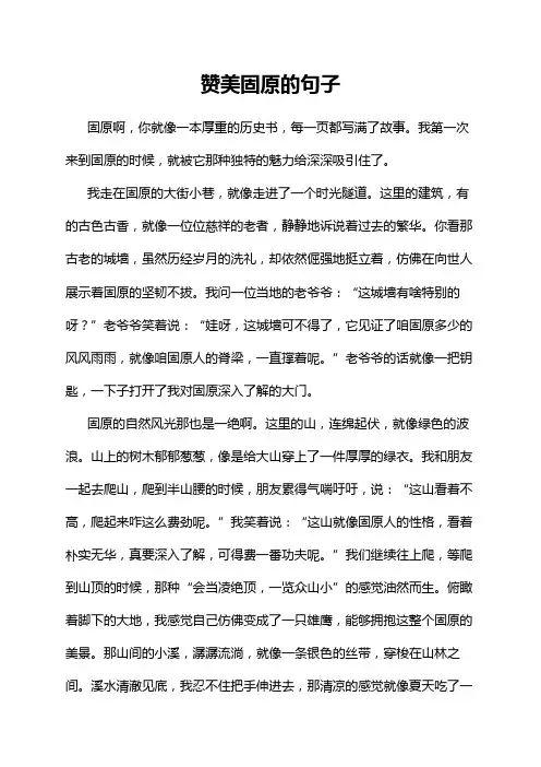 赞美固原的句子