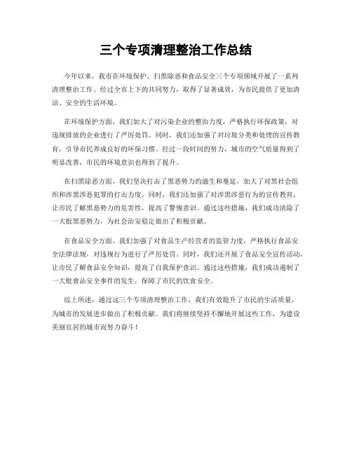 三个专项清理整治工作总结