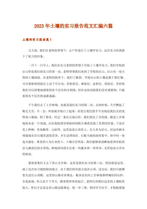 2023年土壤的实习报告范文汇编六篇