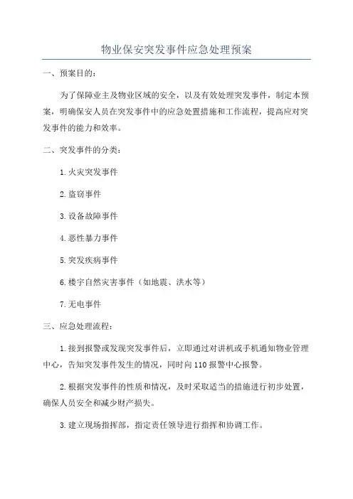 物业保安突发事件应急处理预案
