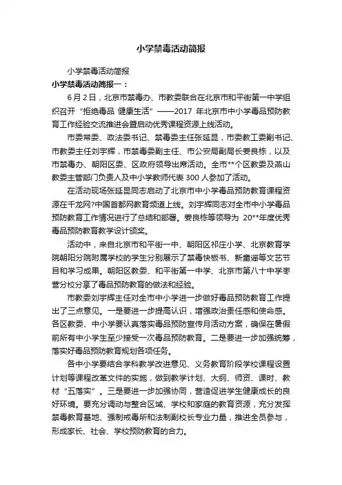小学禁毒活动简报