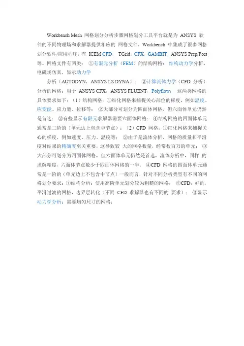 ANSYS Workbench Mesh网格划分