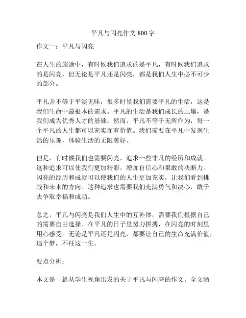 平凡与闪亮作文800字