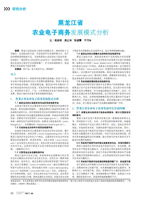 黑龙江省农业电子商务发展模式分析