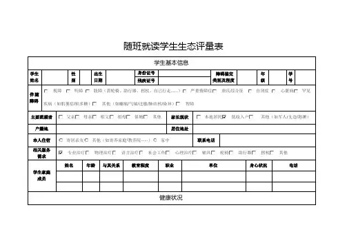 1.随班就读学生生态评量表