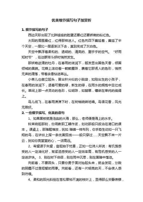 优美细节描写句子加赏析