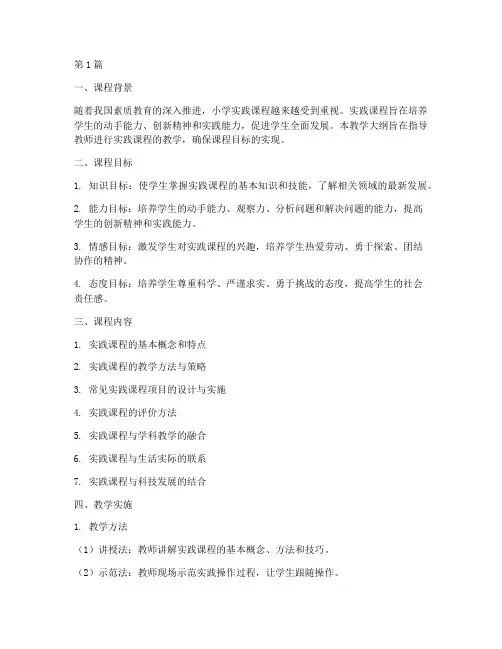 小学实践课教学大纲(3篇)