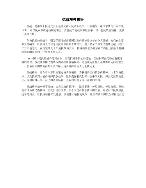 抗战精神感悟