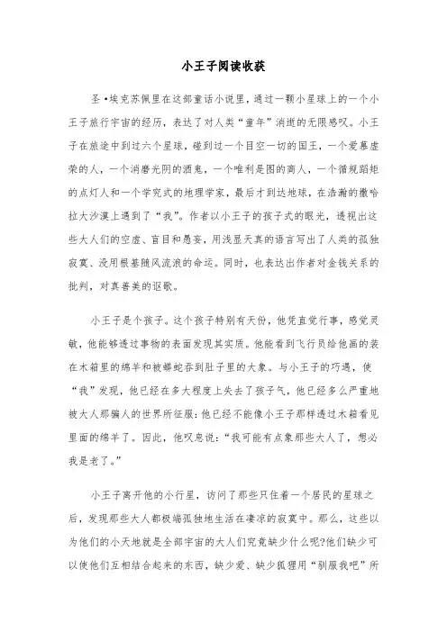 小王子阅读收获（六篇）