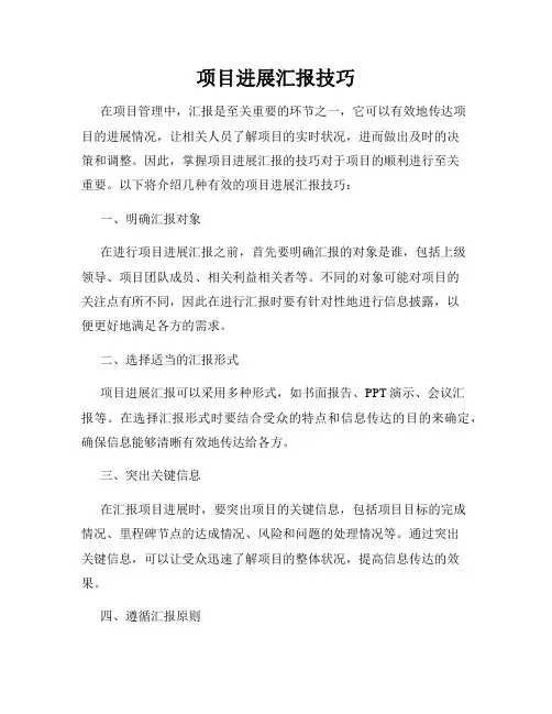 项目进展汇报技巧