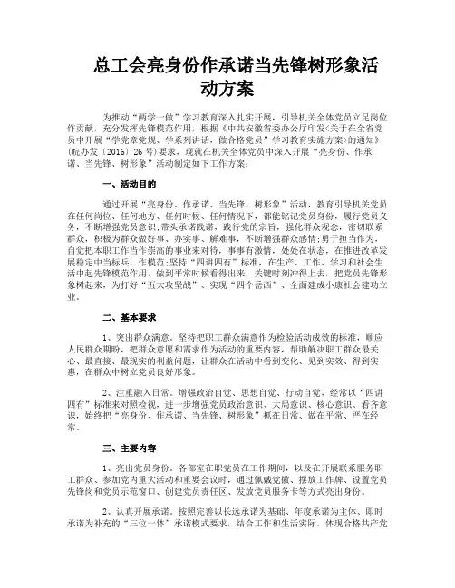 总工会亮身份作承诺当先锋树形象活动方案