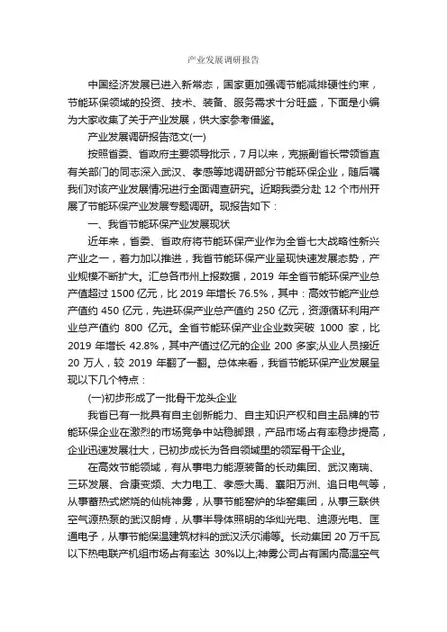 产业发展调研报告_调研报告_
